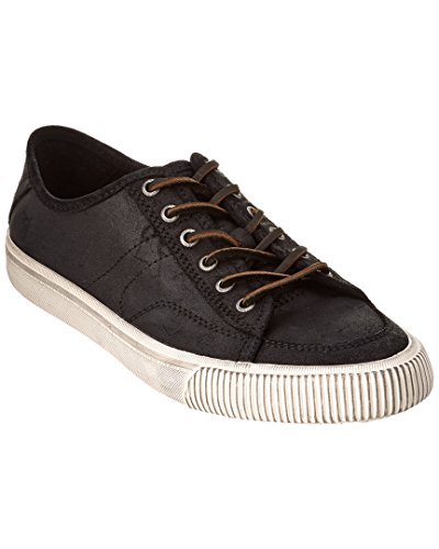 FRYE Men's Miller Low Lace Fashion Sneaker, Black Waxed Vintage Leather, 7 M US