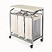 Seville Classics Mobile Laundry Hamper Sorter Cart, 3-Bag with Folding Table, Champagne