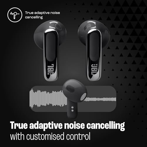 Live Flex 3, Écouteurs sans fil, Bluetooth, jusqu'à 50 h d'autonomie, Réduction de Bruit Active, son haute fidélité JBL Signature, étanches à l'eau IP54, noir