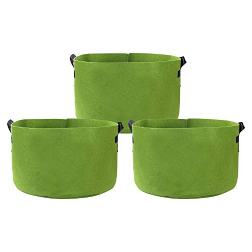 GEMGO 3 Pack Potato Grow Bag, 15 Gallon Aeration Waterproof Fabric Sweet Potato Planter, Vegetable Peanut Growing Box Bucket Pot for Nursery Garden (15 Gallon, Green)