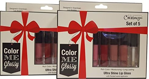 Cherimoya Color Me Glossy 5pc Lip Gloss Collection (2 White Boxes for a Total of 10 Lipglosses)