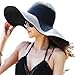 Summer Large Brimmed Hat Sandbeach Sunscreen Straw Hat Cap Black