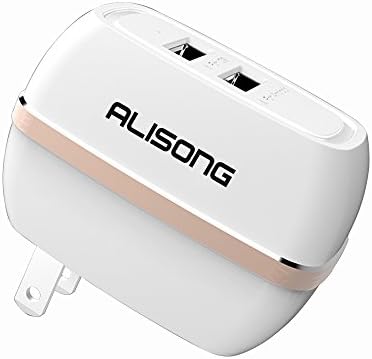 Alisong 4.8A 24W Dual USB Travel Wall Charger with SmartID Technology, Foldable Plug for iPhone iPad, Samsung Galaxy, HTC Nexus Moto Blackberry, Bluetooth Speaker Headset &amp; Power Bank, White