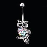 Vktech® New Rhinestone Owl Dangle Navel Belly Button Ring Piercing Jewelry