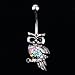 Vktech® New Rhinestone Owl Dangle Navel Belly Button Ring Piercing Jewelry