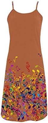 Abbie Miller Music Note Custom Women's Dress Polyester Casual Slip Dress Brown