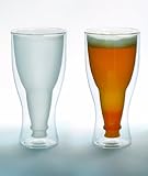 Hopside Down Beer Glass, Double Wall Beer Glass - FROSTED. Single