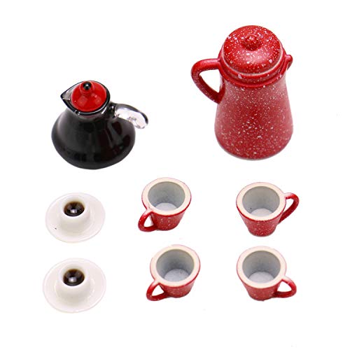 JETEHO 1:12 Dollhouse Miniature Coffee Pot and Cups Set Miniature Play Food Doll House Accessories Play Scene Clay Mini Decor Gift - Thumbnail 5
