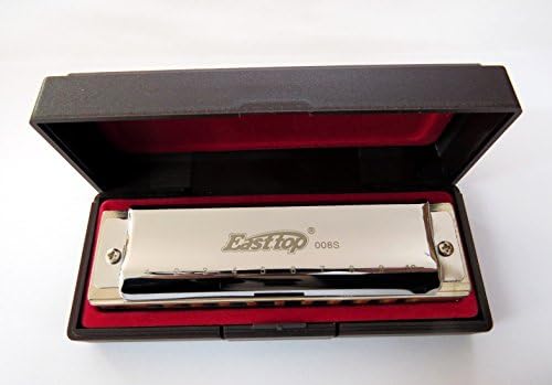 East top Advanced Diatonic Harmonica Key of Bb, 10 Holes Diatonic Blues Harp Mouth Organ Harmonica with Silver Cover, Harmonicas For Adults, Professionals and Students
