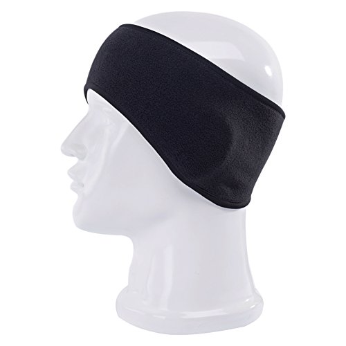 Windproof Fleece Thermal Headbands Ear Warmers Winter Sports Stretchy Riding Running Warm Ear Muffs Hair Banding - Black - Thumbnail 2