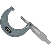 Mitutoyo 103-178, 1-2 X .001 Outside Micrometer, Ratchet, with Standard | Carbide-tipped measuring faces, ratchet stop mechanism, +/-0.0001" accuracy, measures metal and non-metal workpieces