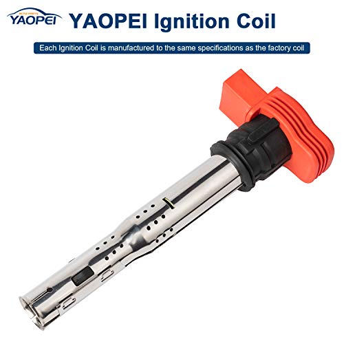YAOPEI Ignition Coil Pack Set of 4 for Volkswagen Audi Vehicles Replace # 06E905115E -2 Years Warranty