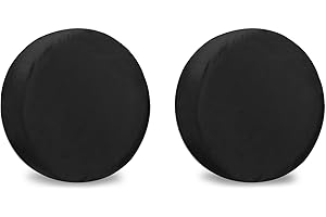 Jusen Durable Tire Cover Set of 2 - Heavy Duty Outdoor Waterproof Sunscreen Dustproof Tire Wheel Protector for Trailer, Campe