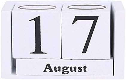 Sunnymal Vintage Wooden Perpetual Desk Calendar Block Planner Permanent Desktop Organizer DIY Agenda