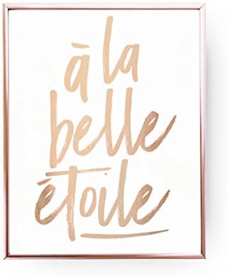 A la belle etoile Print, Real Rose Gold Print, French Quote, Typography Print, Home Decor, French Typography, Rose Gold Wall Art,Bedroom Art