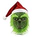 Ochine Grinch Mask with Red Santa Hat - Latex Full Face Mask Costume for Halloween and Christmas