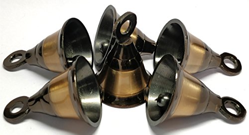 Pack of 6 Decorative Brass Bells Door Home Wedding Decor Polished Bells Nickel Champagne Gold Finish (Champagne Gold Finish) - Thumbnail 5