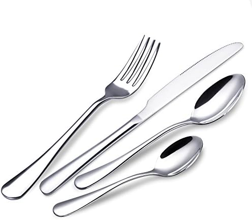 Flatware Set,GENTING DIGITAL 4 Piece Stainless Steel Flatware Sets with Knife Fork Spoon for Individual(Service for 1)