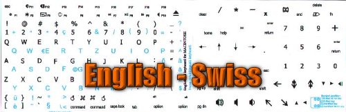 MAC ENGLISH-SWISS FRENCH KEYBOARD STICKER ON WHITE BACKGROUND FOR DESKTOP, LAPTOP AND NOTEBOOK