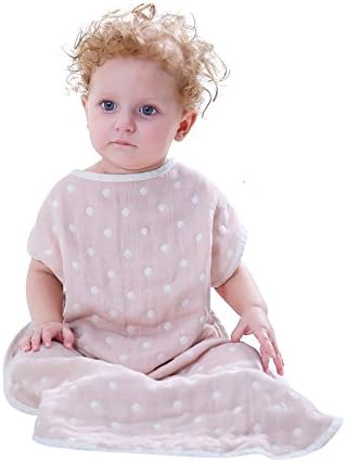 YICHENG Baby Sleeping Bag or Sack | 100% Orangic Cotton Keeps Baby Soft and Warm | Baby Wearable Blanket with Buttons for Infant and Toddler (0-6 Months, Light Pink)