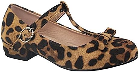 Anna Kate-5K Kids Low Heel ankle strap Bow T-Strap Mary-Jane Shinny PU