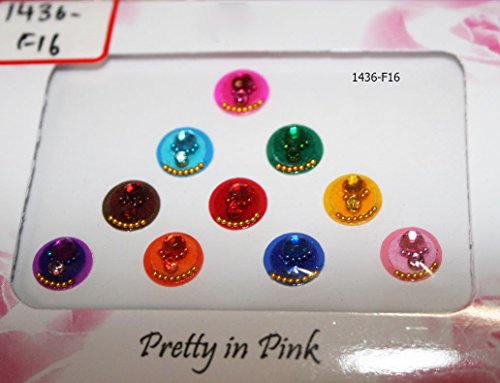 10 Large Round Colorful - Latest Party Bindis