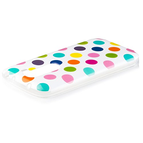 iCues | Compatible with LG G2 Mini | Polka Dot Case White / multi-coloured | [Screen Protector Included] Durable Fashion Shell Cute Glossy Cover TPU Pattern Women Girl