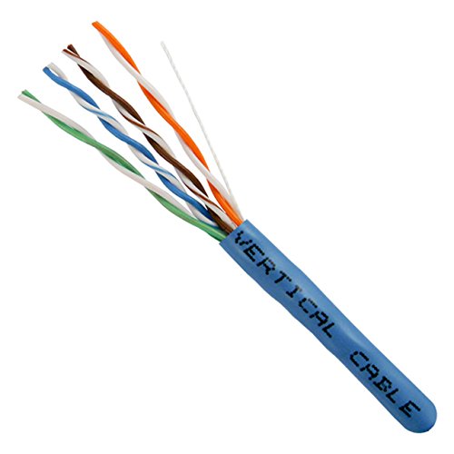 Vertical Cable Cat5e, 350 MHz, UTP, 24AWG, 8C Solid Bare Copper, 1000ft, Blue, Bulk Ethernet Cable