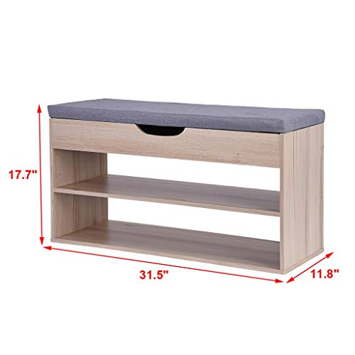 image for Beyonds Entryway Shoe Storage Bench, White Shoes Shelf Rack with Innov