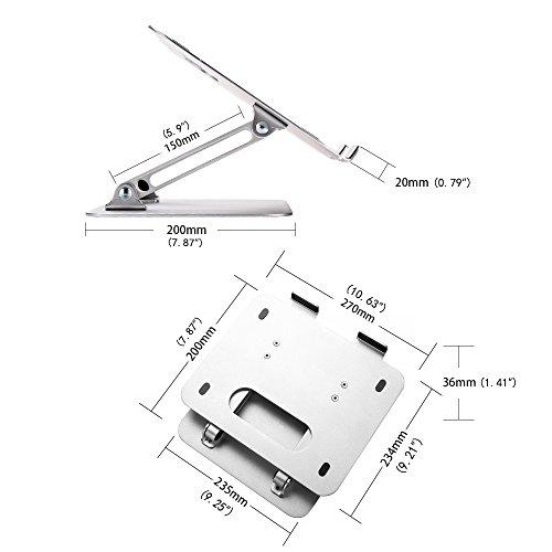 SKYZONAL Aluminum Adjustable Laptop Notebook Stand Riser Portable Height Adjustable and Angle Desk Notebook Support for MacBook Pro/Air, Apple Laptop Stand 11-17" Notebook and Tablet (New Arrive)