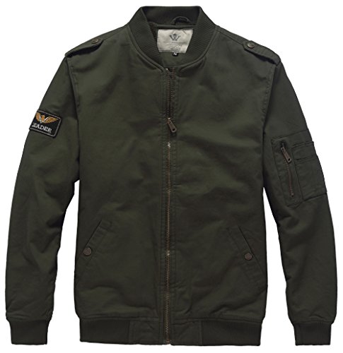 WenVen Men's Winter Casual Winter Flight Jacket with Patches(Army Green, XL) WenVen Men's Winter Casual Winter Flight Jacket with Patches(Army Green, XL)