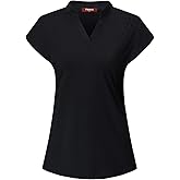 Felisou Tennis Polo Women,Ladies Golf Shirts Moisture Wicking Performance Cool Quick-Dry Sport Workout Running Shirts Womens Sport Workout Tops for Women Short Sleeve Tennis Golf Clothes Black S