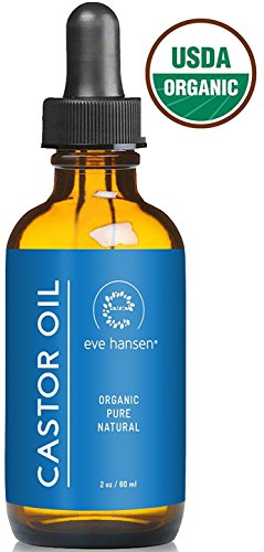USDA Certified Organic Castor Oil by Eve Hansen - Boost Eyelash, Eyebrow, and Hair Growth - 2 Ounces