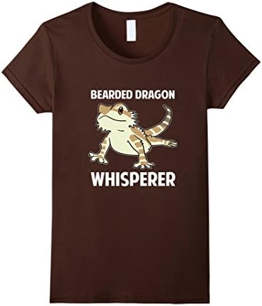 Women's BEARDED DRAGON WHISPERER T-SHIRT Funny Animal Zoo Farm Gift XL Brown