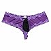 FEESHOW Men's Lace Bikini Briefs Sissy Pouch Underwear Hipster Crossdress Panties Purple Medium (Waistline 29.0-34.0