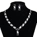 EleQueen Women's Silver-tone Cubic Zirconia Oval Shape Leaf Necklace Earrings Set For Brides And Weddings Black