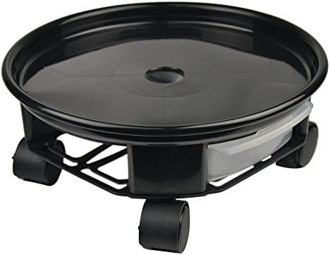 9.4" Plant Caddy,Round Plant Dolly Trolley Saucer Moving Tray Pallet with Wheels and a Water Container,Black
