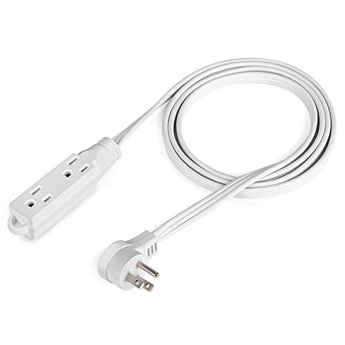 SIMBR Angled Flat Plug Extension Cord Indoor Outdoor with Triple Outlets, 3 Prong Power