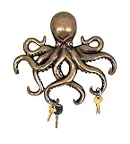 Decorative Octopus Bronze Finish Key Holder Wall Decor, 11 Inch