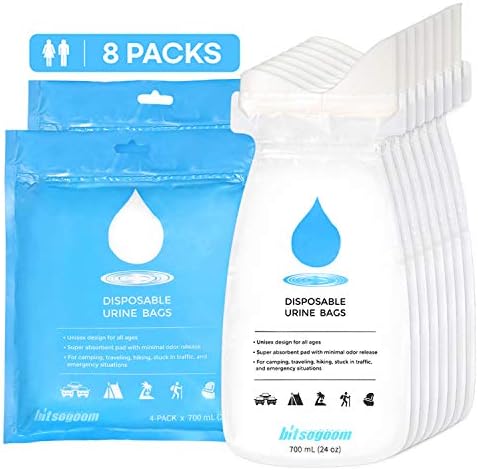 BITSOGOOM Disposable Urine Bags Portable Urinal Pee Bags (8-Pack) for Emergency, Travel, Camping, Driving, Traffic Jam, Hiking - for Men, Women, Children 1 BITSOGOOM Disposable Urine Bags Portable Urinal Pee Bags (8-Pack) for Emergency, Travel, Camping, Driving, Traffic Jam, Hiking - for Men, Women, Children