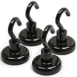 The Best Magnetic Hooks, 40 LB Holding Power Each in Black Color, CMS Magnetics Hooks - 4 Pieces