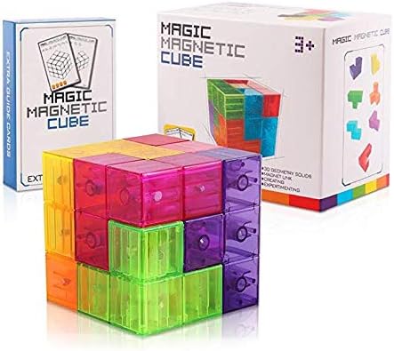 Amazon わくわく堂 マグネットパズル 立方体パズル マグネットブロック 知育玩具 磁気マジックキューブ テトリス 教育 スケルトン 立体 パズル おもちゃ