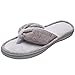Women's Soft & Comfy Knitted Plush Fleece Lining Memory Foam Spa Thong Flip Flops House Slippers (Medium / 7-8 B(M) US, Gray)