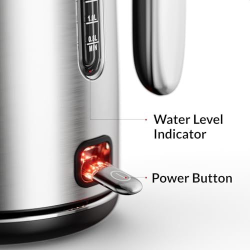 Feller Germany, Retro Style 1.7L Kettle with Thermometer, 2200 W, Stainless Steel Body, STRIX Controller, Dry Boil & Automatic Switch-Off, Ek200, 2Y Guarantee-UAE Version (Stainless Steel)
