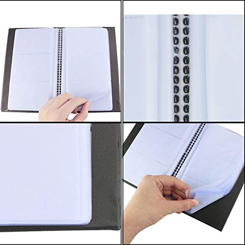 Neworkg 2 Pack Business Card Book Holder, Hold 600 Cards, Black Professional Office Journal Name Card Holders, Business Large Capacity Credit Card Organizer - Thumbnail 3