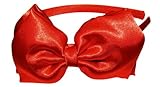 A Girl Company Satin Red Headband with attached Layered Hair Bow