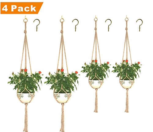 Macrame plant hanger holder - 4 pack handmade indoor ou…