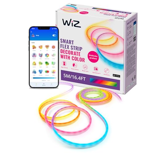 -Tira Led Inteligente Neon Flex 5 m-flexible, 16 millones de colores (RGB), conexión via Wi-Fi, control por voz/aplicación, funciona con Google Home, Alexa y HomeKit, tecnologia Spacesense y Matter