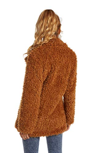 Elegant Faux Fur Coat Women Autumn Winter Warm Open Front Jacket Cardigan Overcoat Casual Outerwear XL - Thumbnail 2