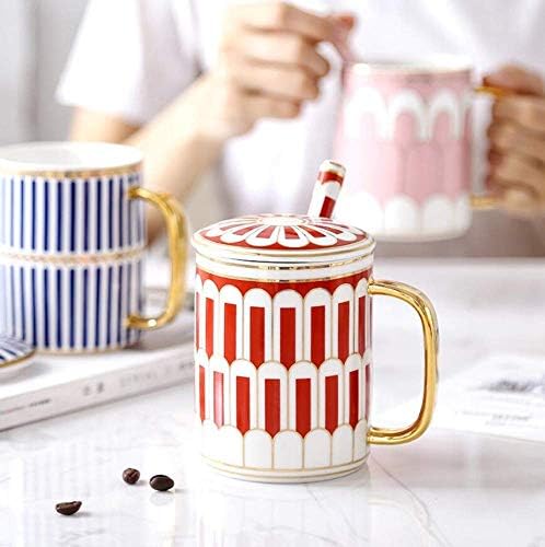 100 品質保証 雑貨 新作製品 世界最高品質人気 蓋スプーンカップイン女性の北欧風のカップルのコーヒーカップセラミックマークカップとレッドマグ 磁器 激安超特価 高級 マグカップ B086rlb5kx 磁器 B086rlb5kx ホビー かわいい おしゃれ 贈り物 Honana 正規品送料無料